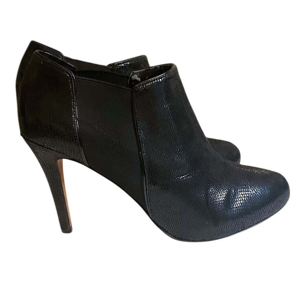 White House Black Market Black Booties 9.5M Lizard Embossed Stiletto Heel - Picture 6 of 15